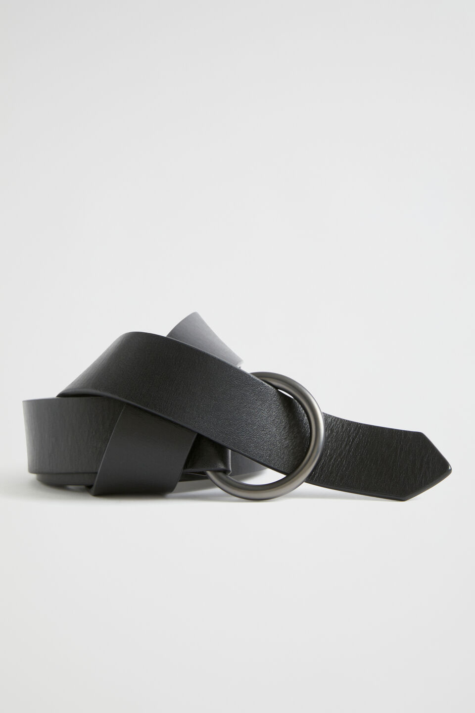 Ava Leather Ring Belt  Black