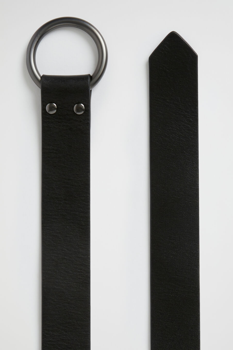 Ava Leather Ring Belt  Black