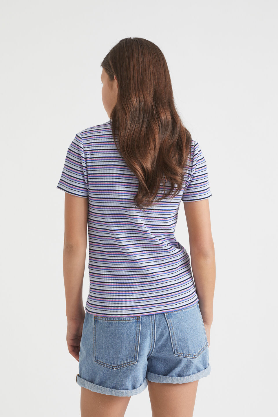 Rib Stripe Tee  Sky Blue