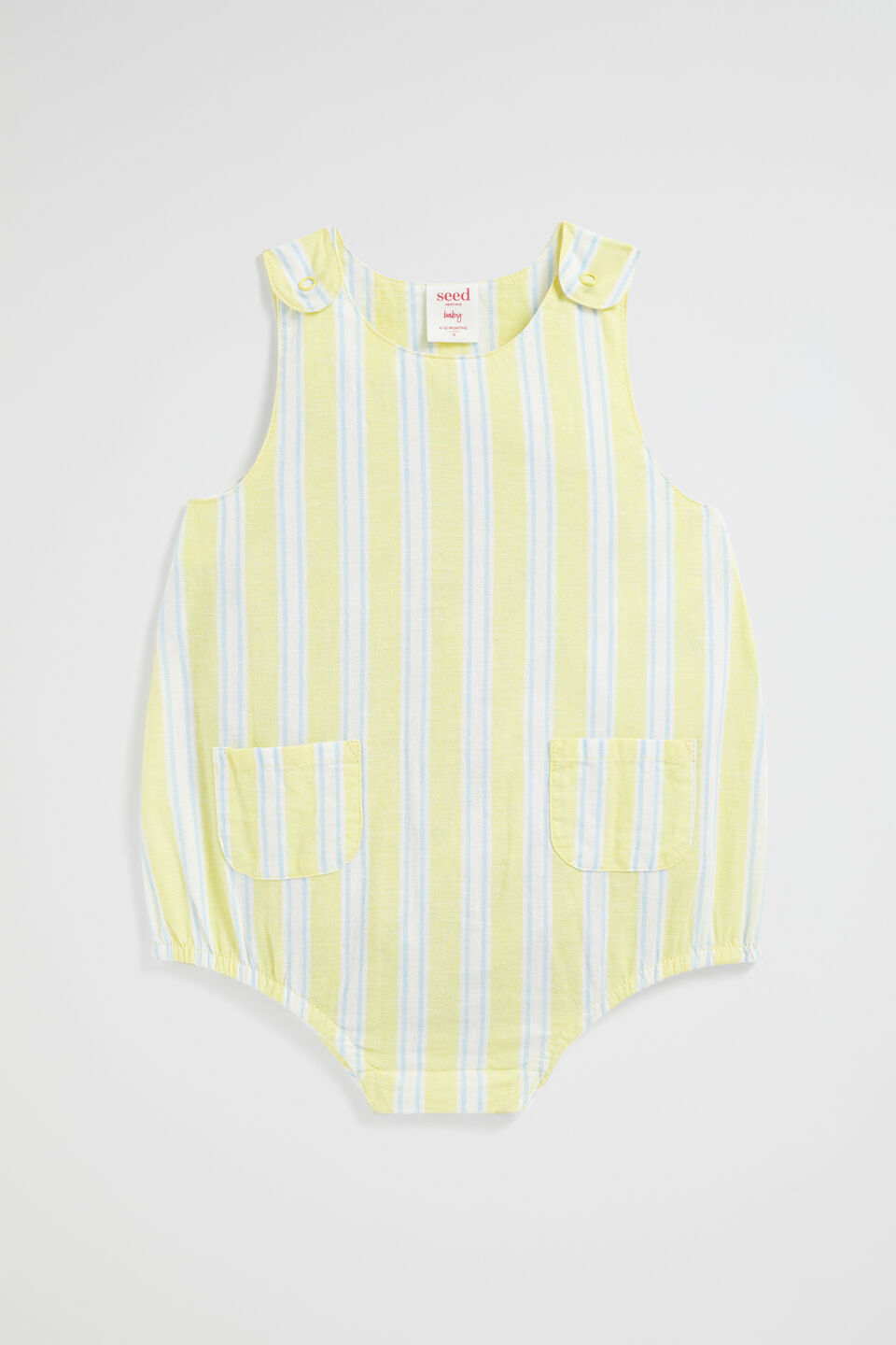 Stripe Pocket Romper  Canary Yellow