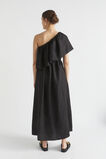 Linen One Shoulder Maxi Dress  Black  hi-res