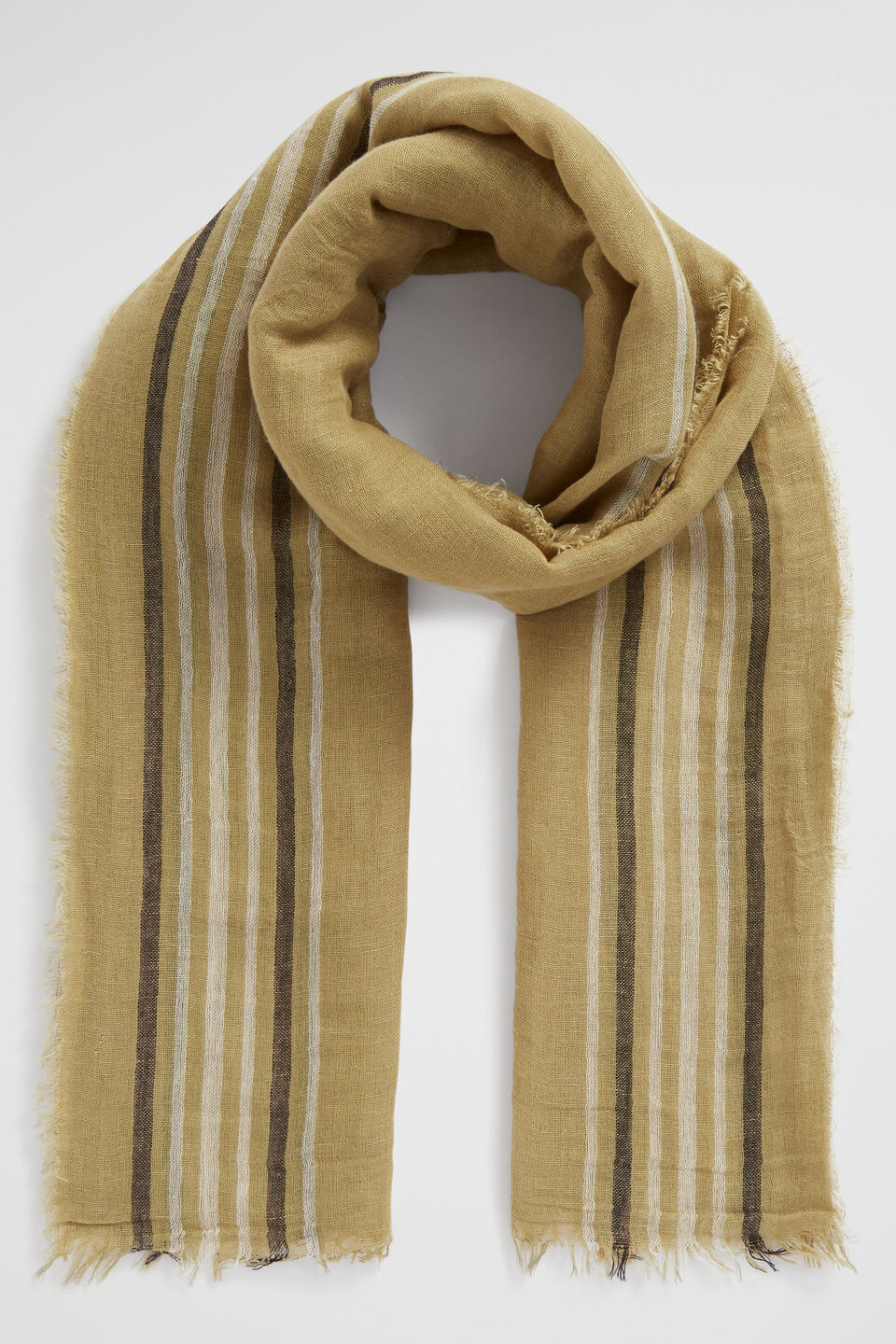 Linen Stripe Scarf  Deep Bronze Stripe