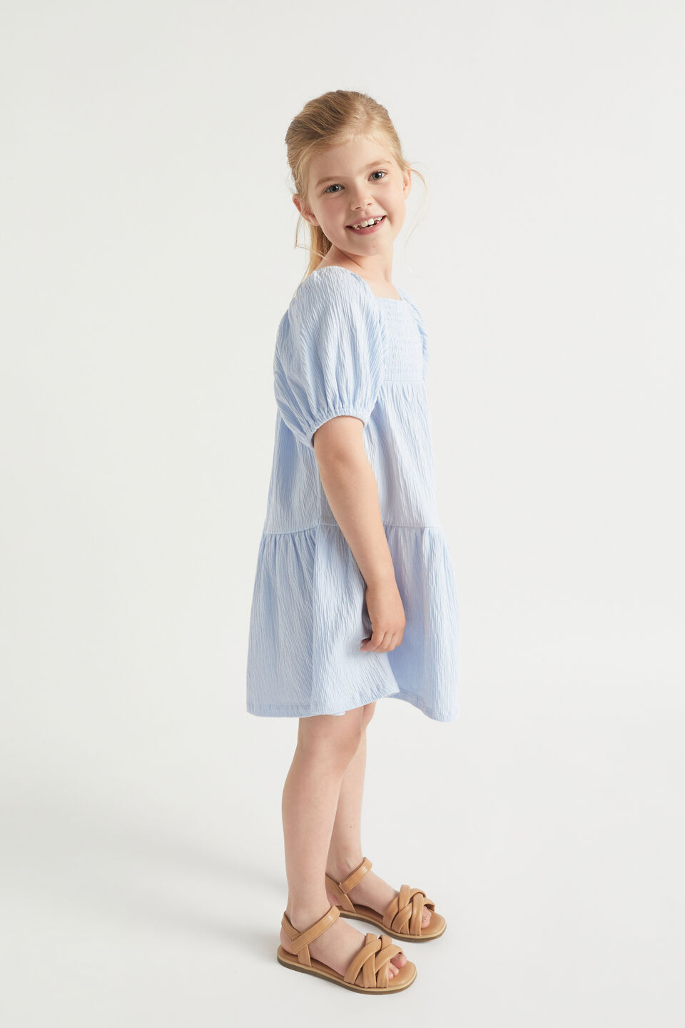 Textured Cotton Dress  Baby Blue