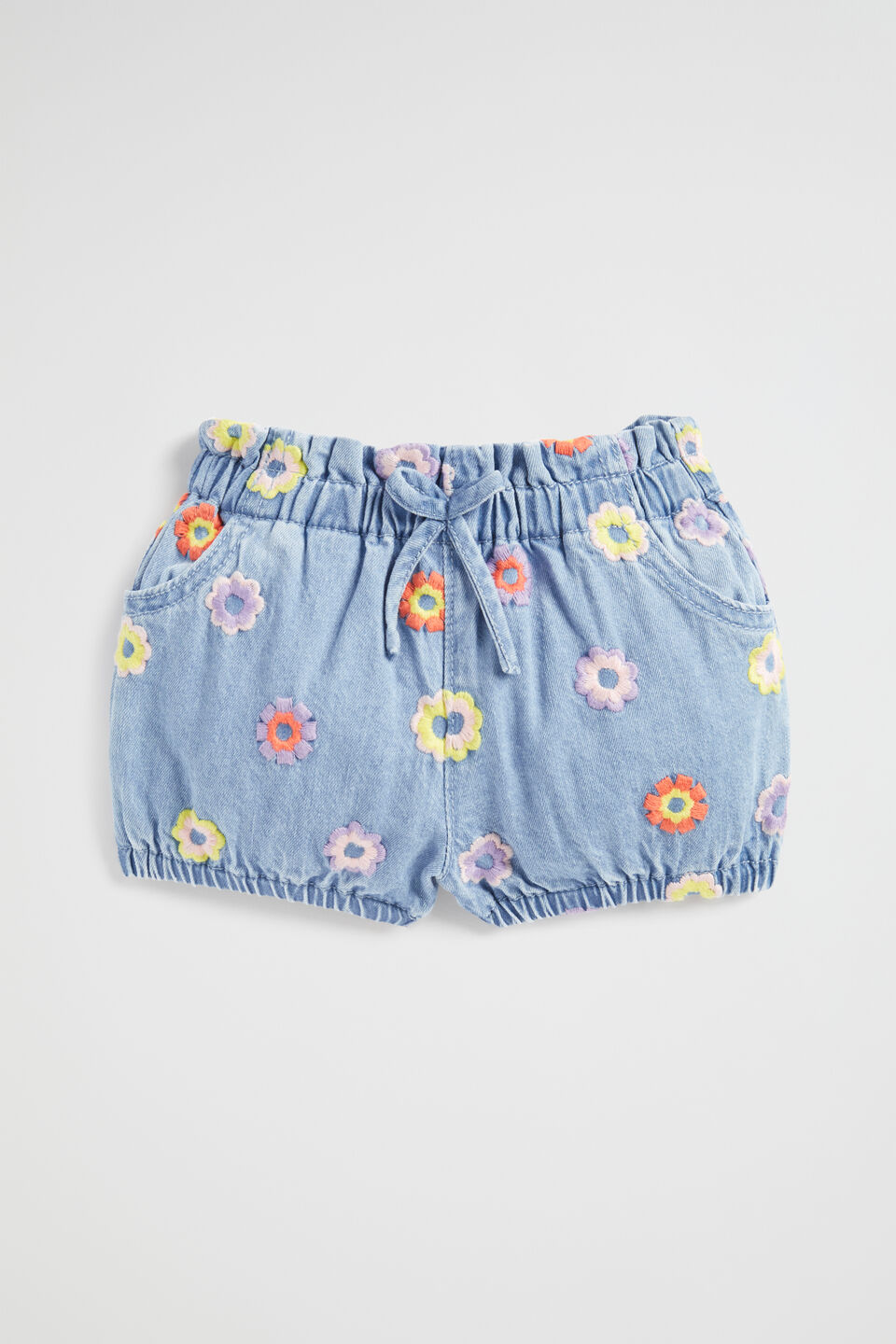 Floral Denim Short  Classic Wash