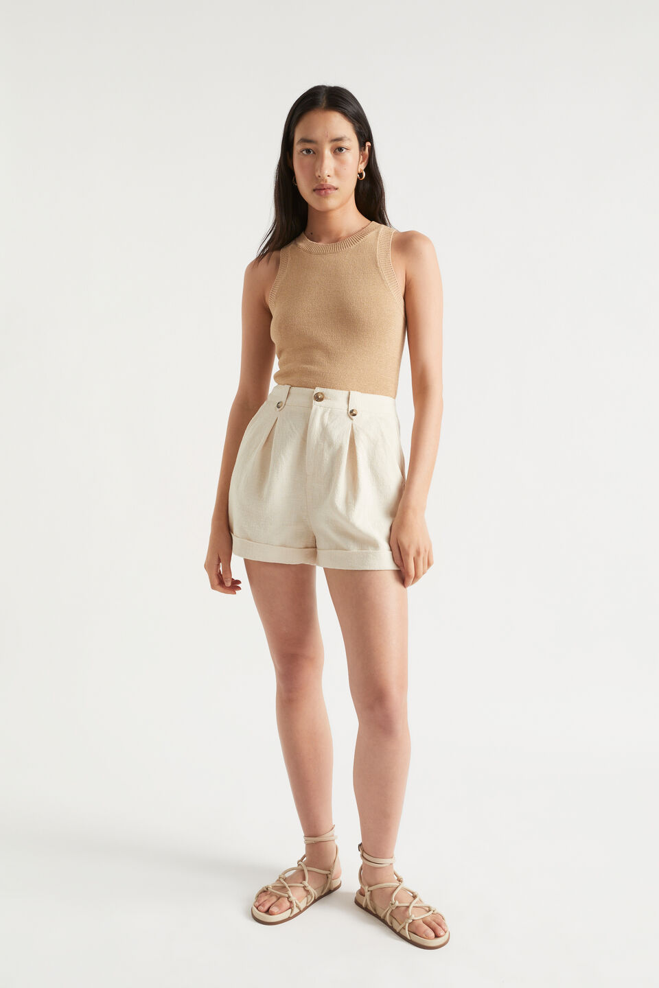 Button Pleat Front Short  Magnolia