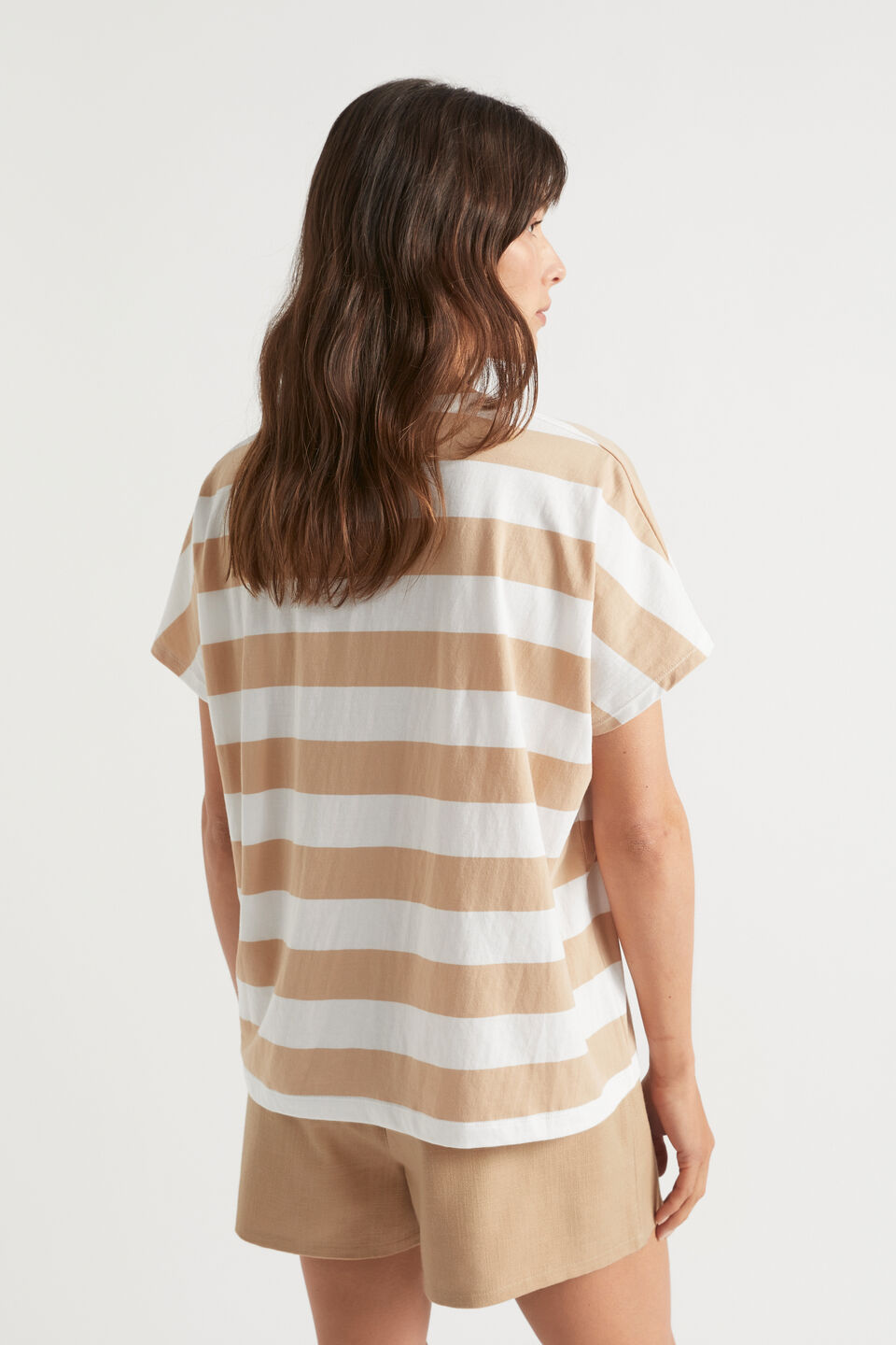 Stripe Batwing Tee  Light Chestnut Stripe