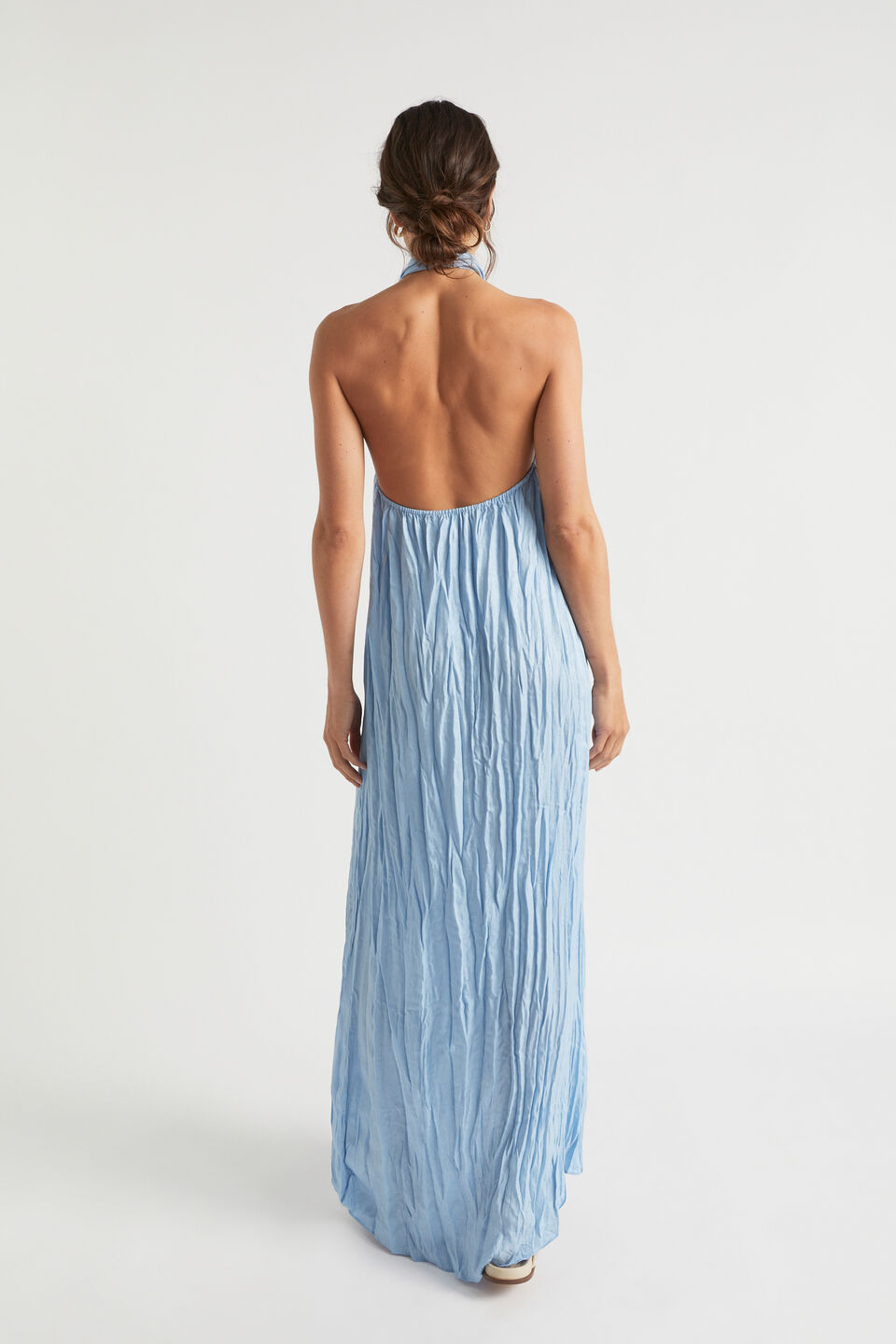 Satin Halter Maxi Dress  Bluebell