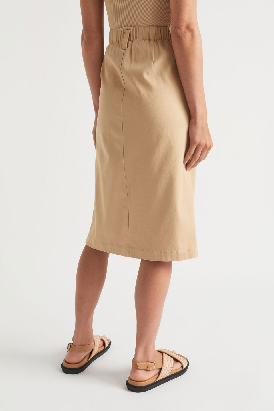 Split Front Midi Skirt  Light Chestnut