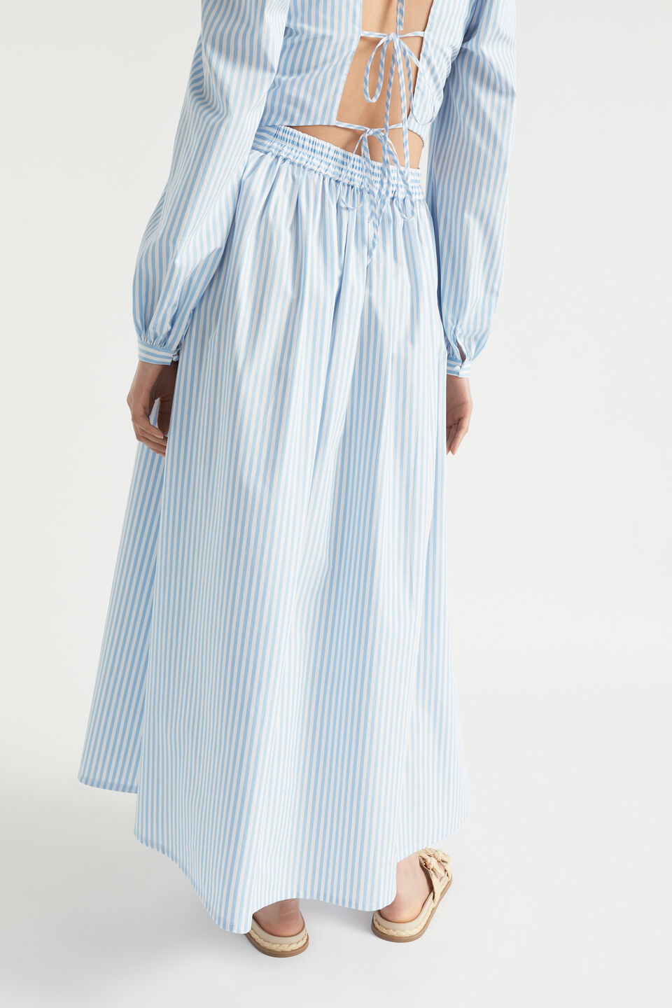 Poplin Stripe Maxi Skirt  Bluebell Stripe