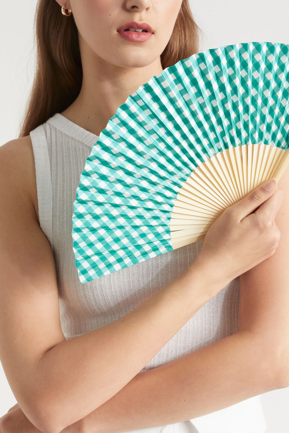 Gingham Fan  Deep Teal