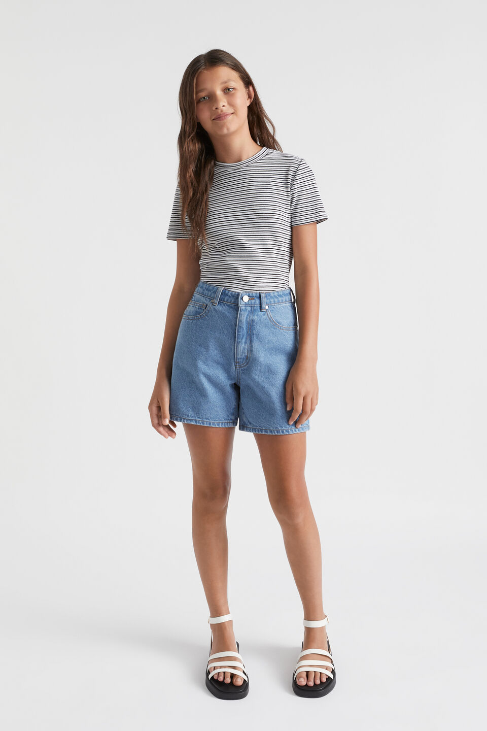 Boyfriend Denim Short  Mid Wash