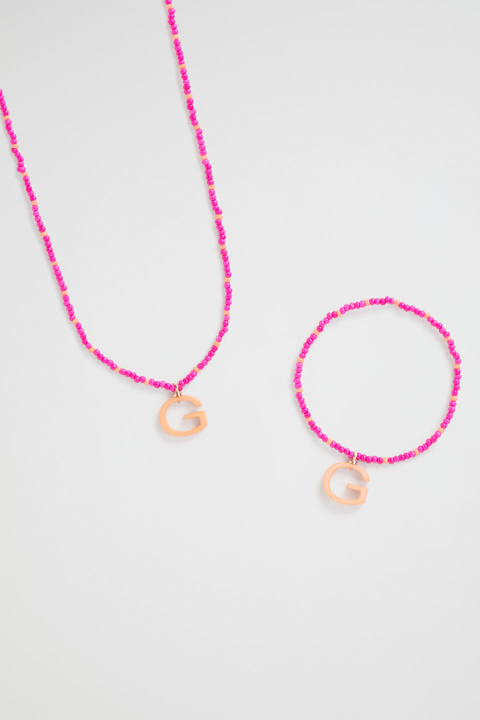 Initial Necklace and Bracelet Set  G