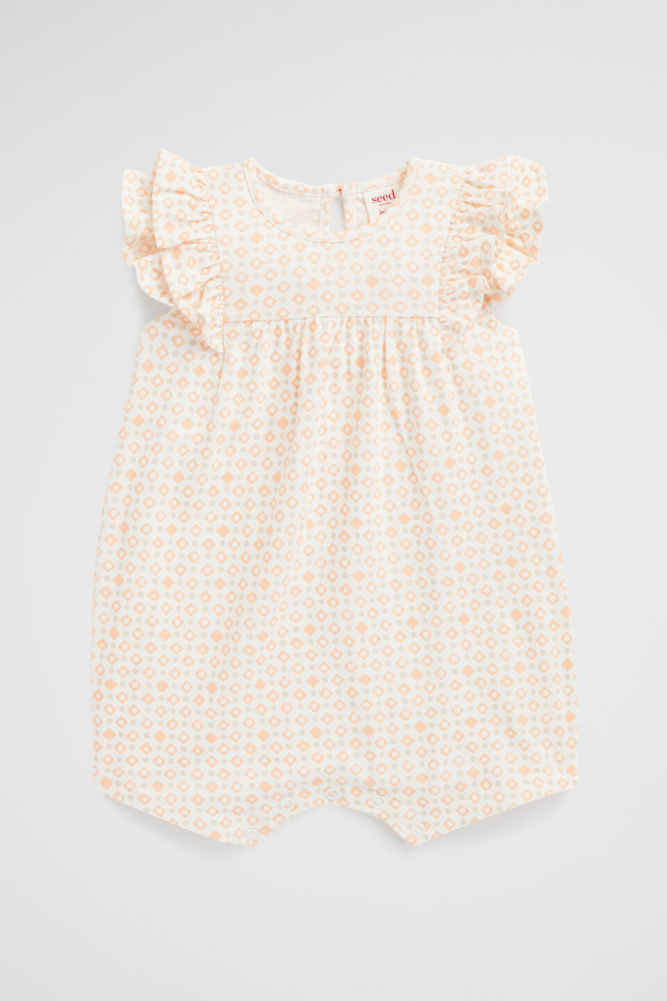 Jersey Frill Romper  Peachy Coral