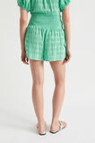 Textured Gingham Shirred Waist Short  Jade Green Gingham  hi-res