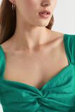 Linen Twist Front Crop Top  Deep Teal  hi-res