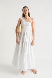 Poplin Shirred One Shoulder Maxi Dress  Whisper White  hi-res