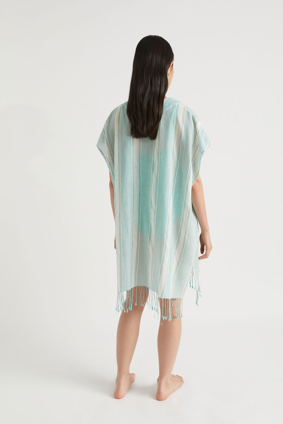 Textured Stripe Kaftan  Deep Teal Stripe