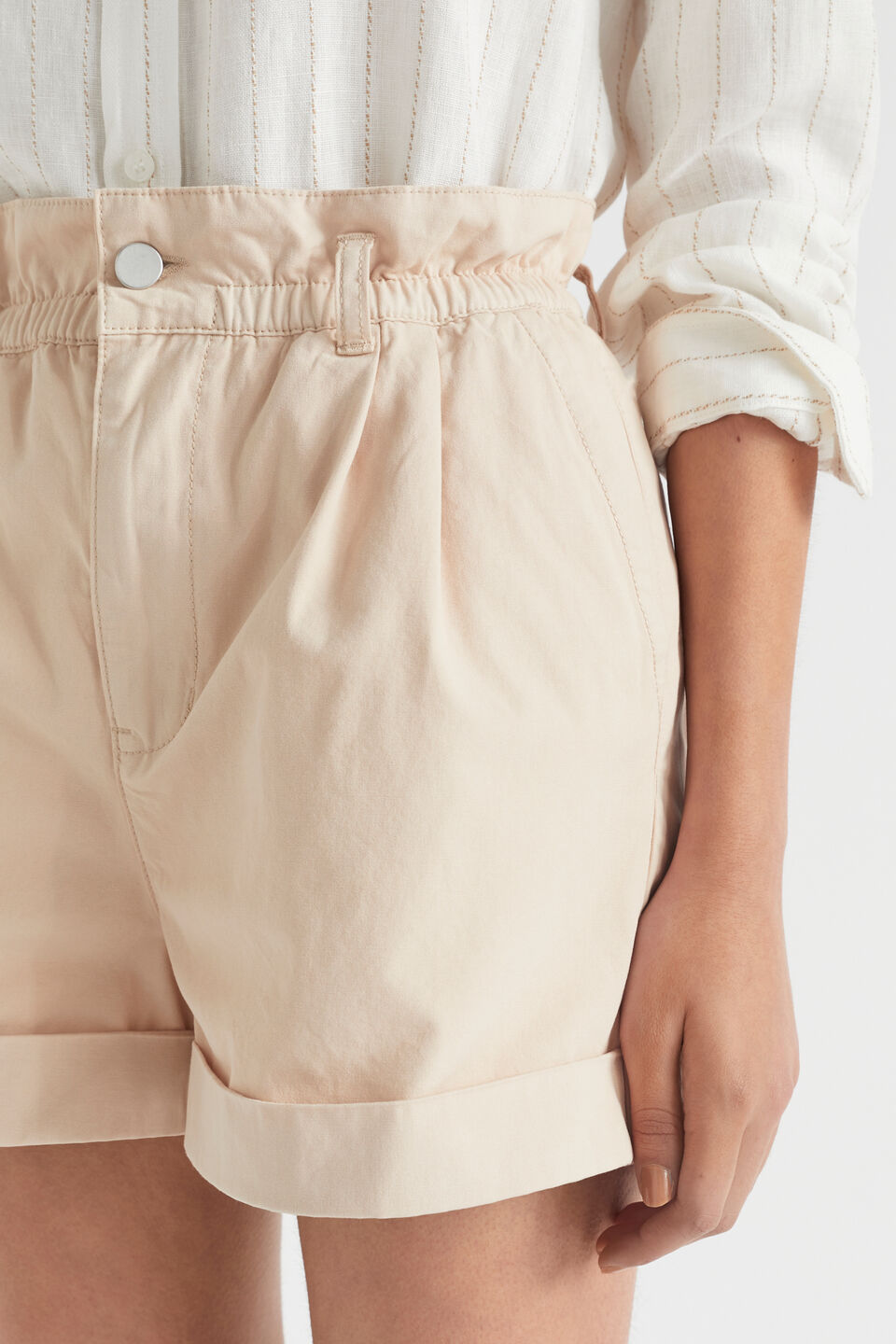 Cotton Paperbag Short  Sheer Beige