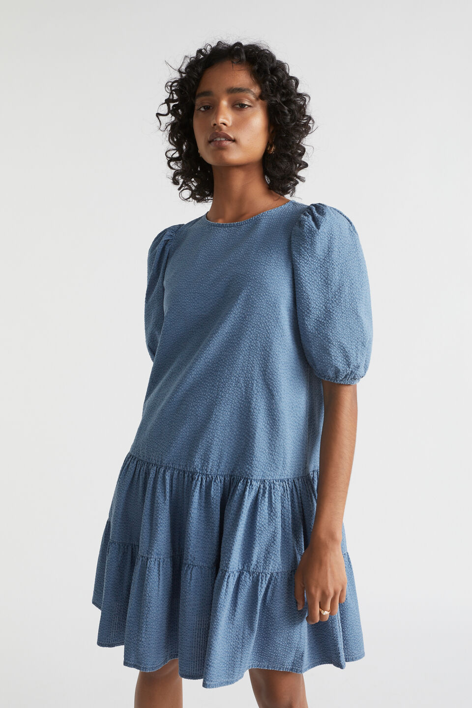 Seersucker Mini Dress  Capri Wash