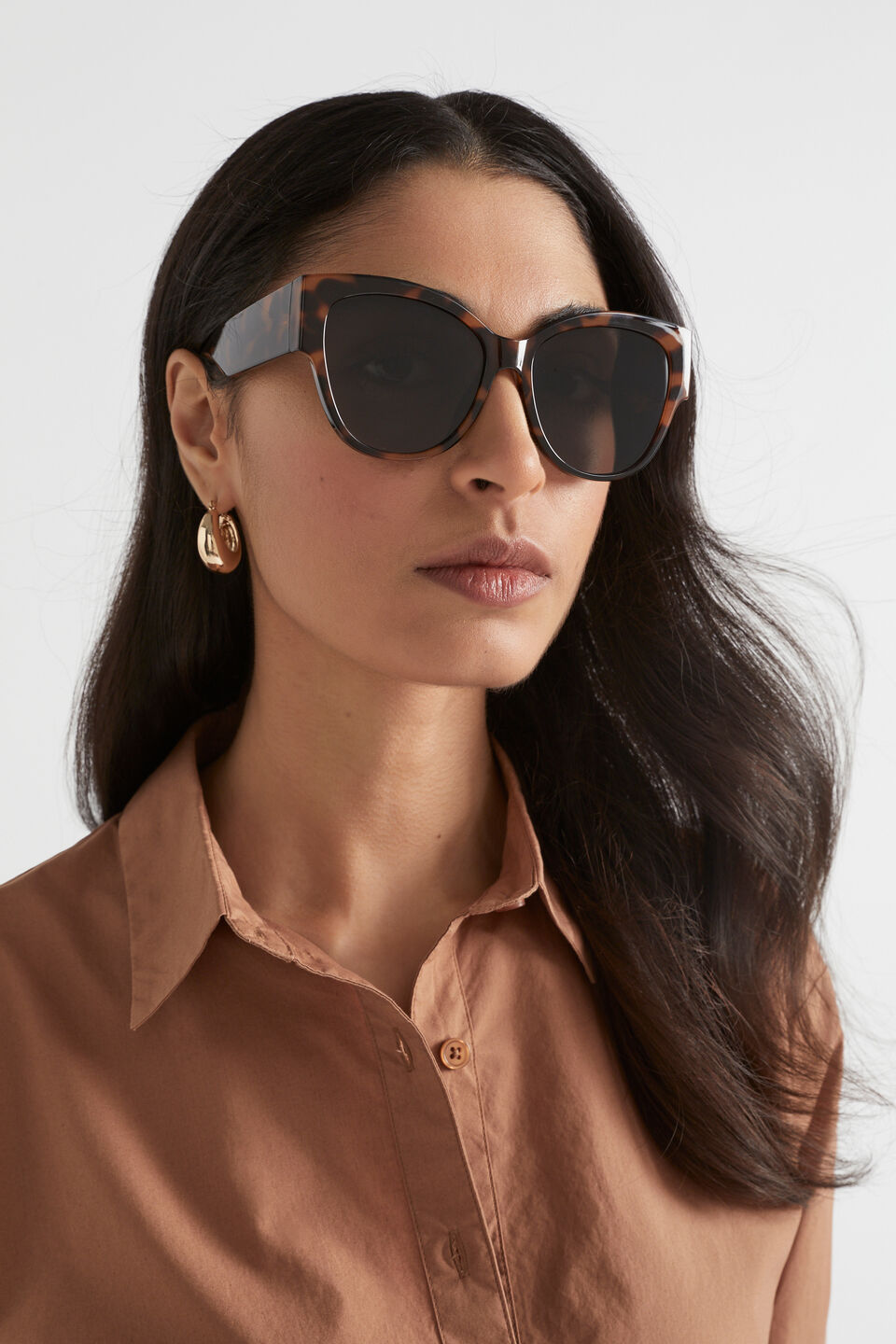 Bella Oversized Sunglasses  Brown Tort