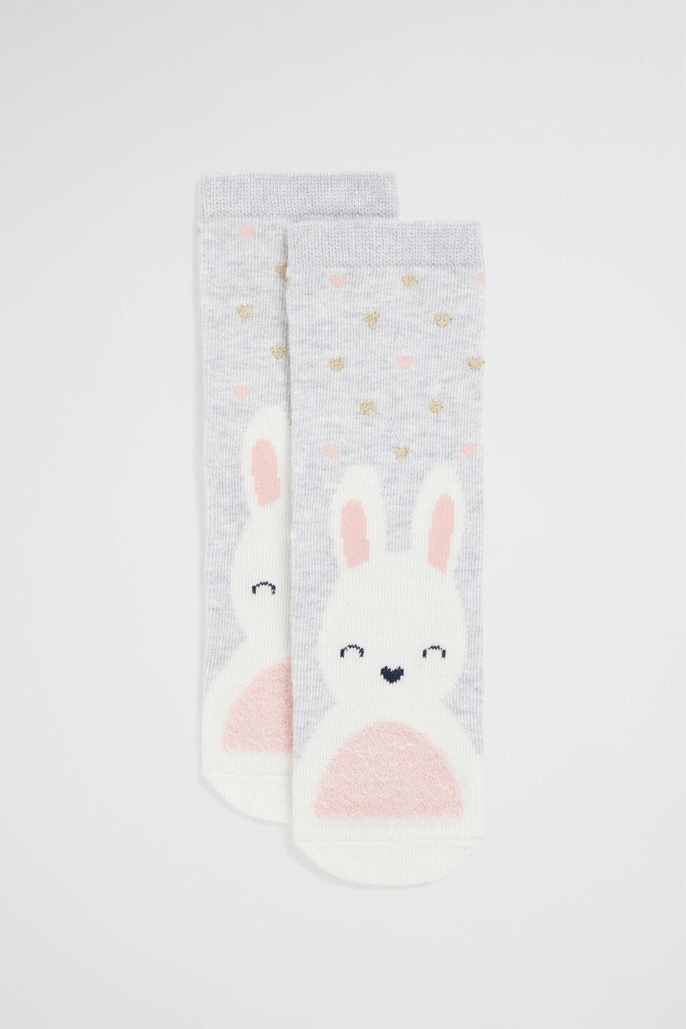 Bunny Heart Sock  Grey Marle