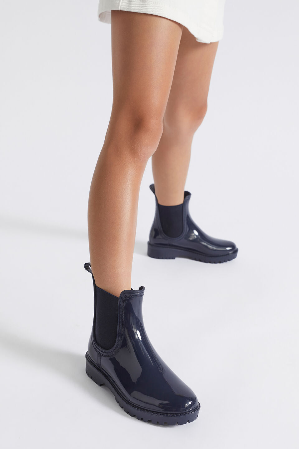 Gusset Shiny Gumboot  Navy