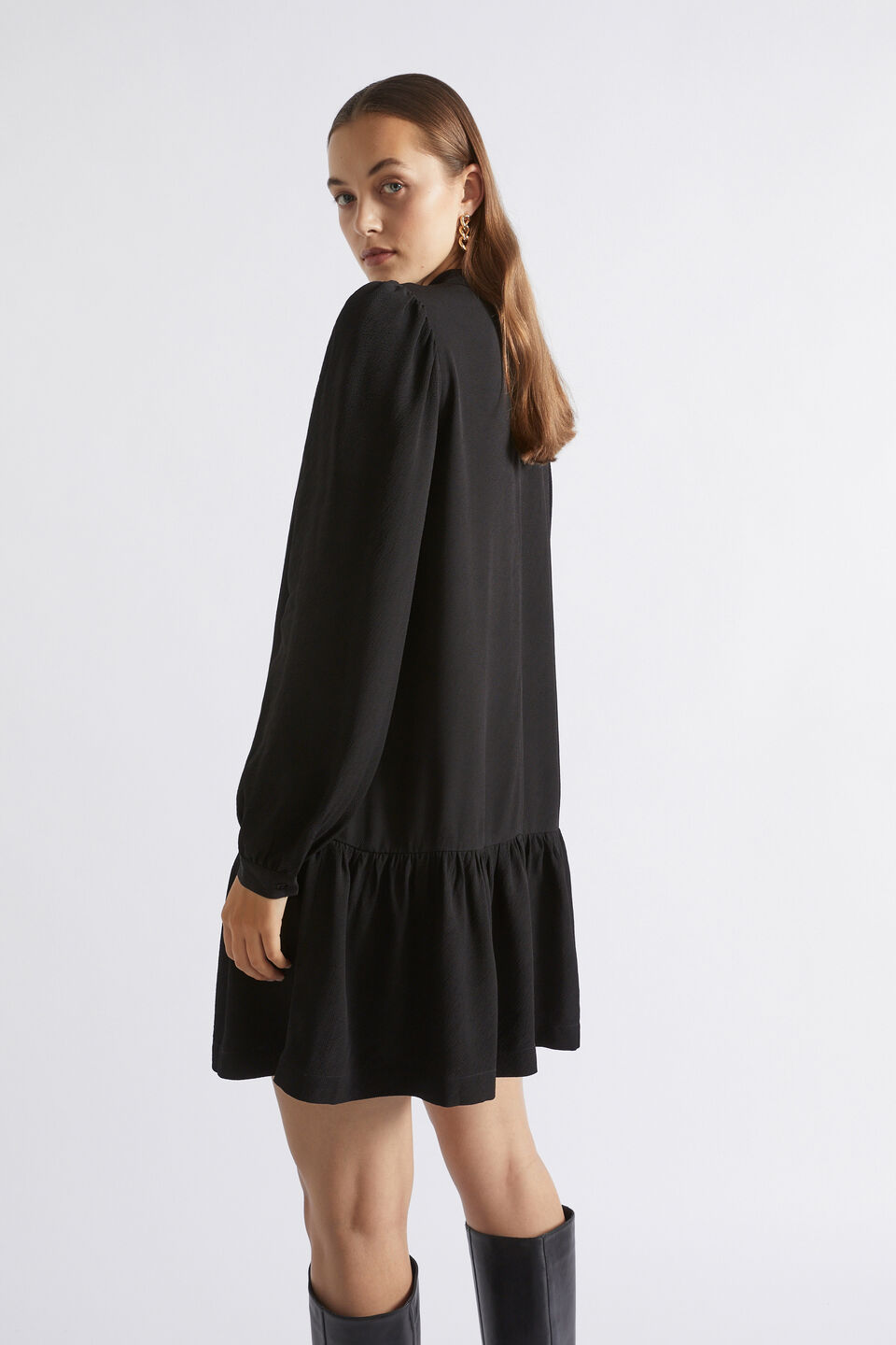 Textured Mini Dress  Black