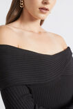 Off Shoulder Knit Dress  Black  hi-res