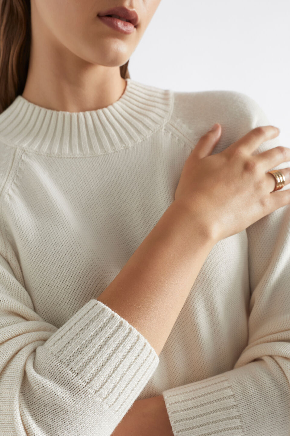 Tie Waist Midi Knit Dress  Cloud Cream