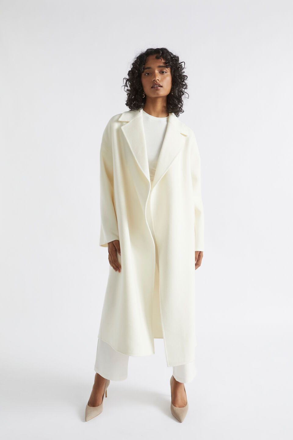 Wool Oversized Wrap Coat  Cloud Cream