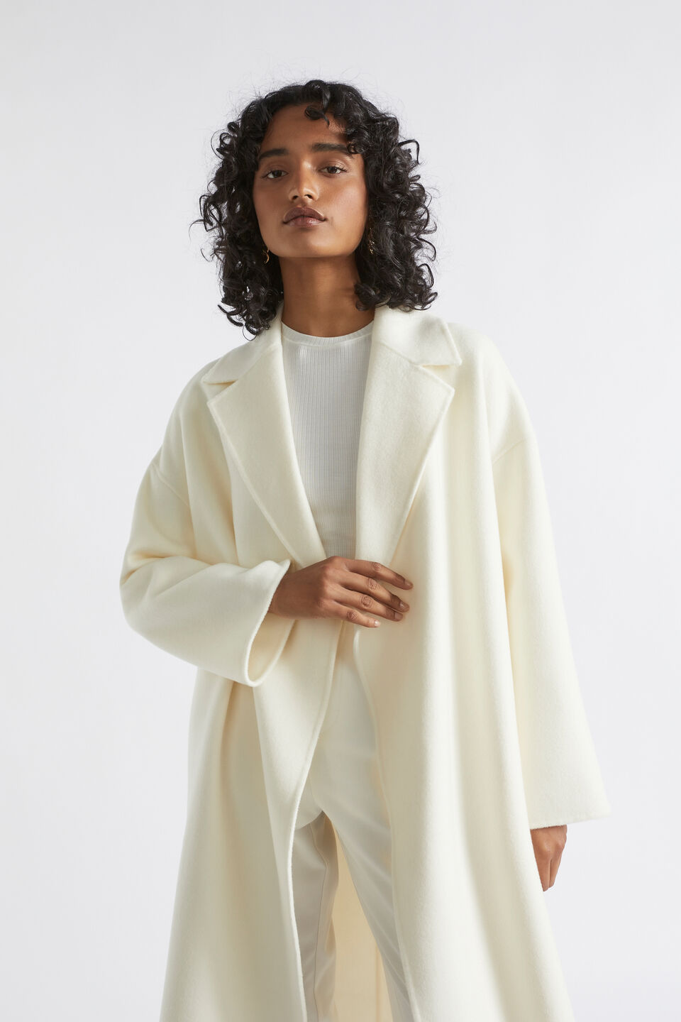 Wool Oversized Wrap Coat  Cloud Cream