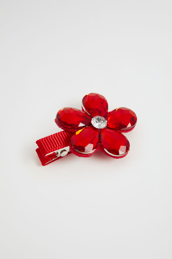 Jewel Flower Duck Clip  Red  hi-res