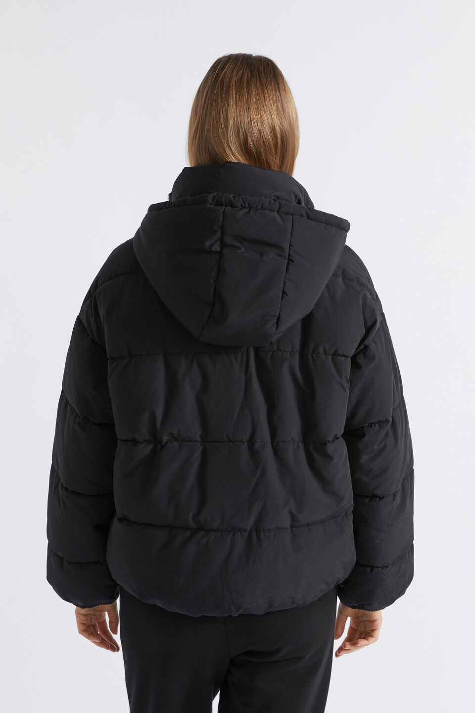 Hooded Puffer Jacket  Black