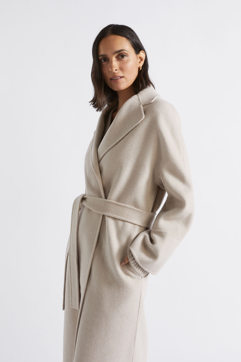 Wool Blend Relaxed Coat  Light Storm Marle