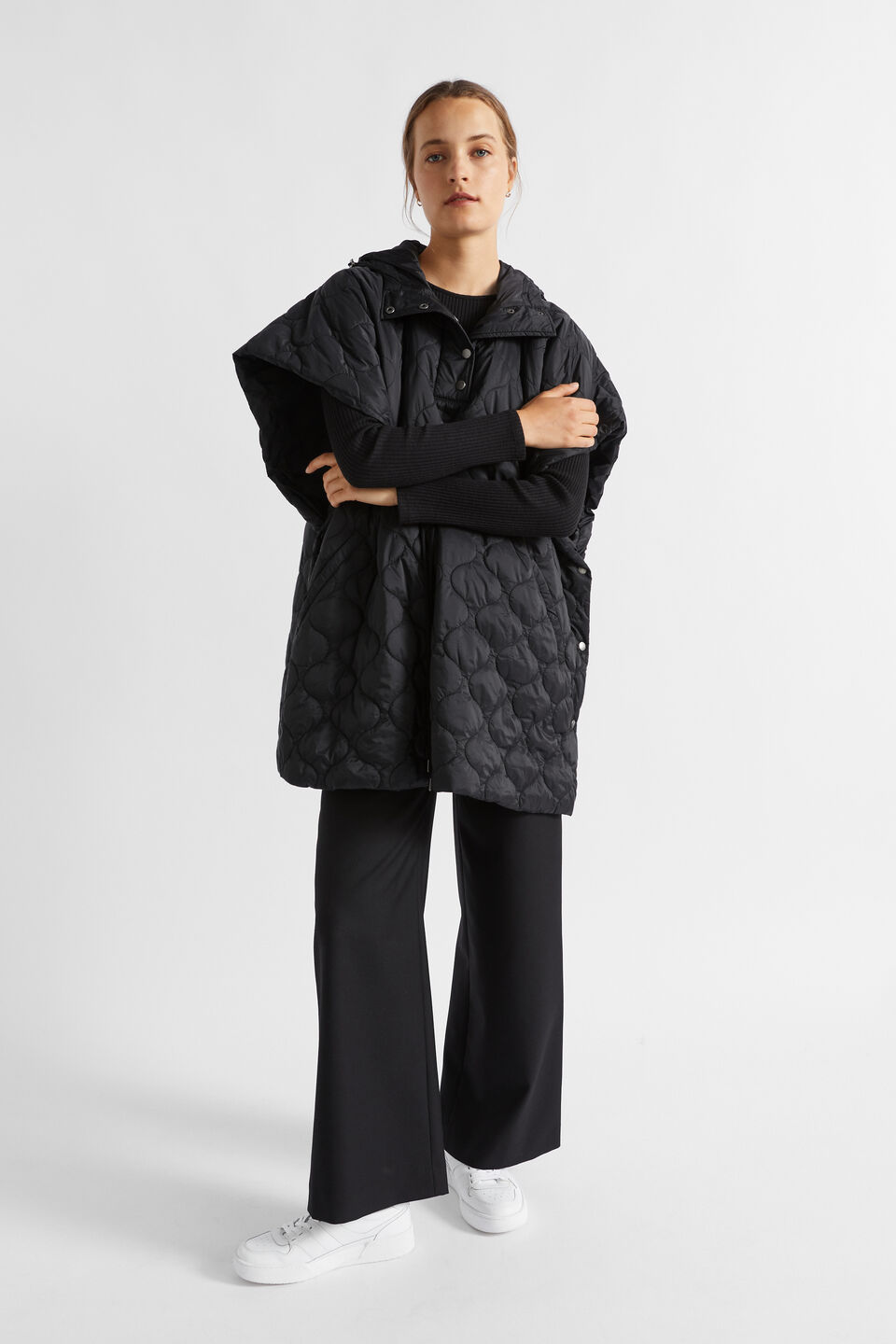 Quilted Poncho  Black