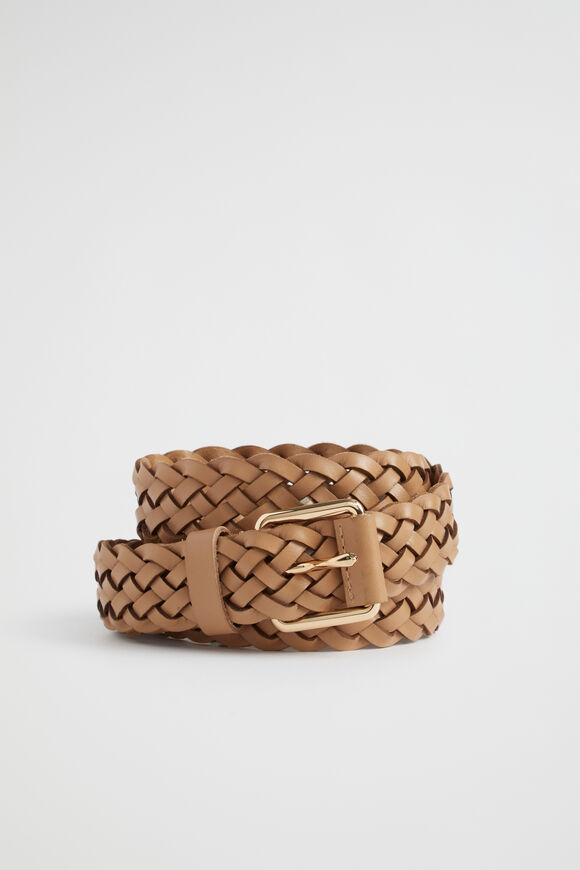 Vanessa Woven Leather Belt  Caramel  hi-res