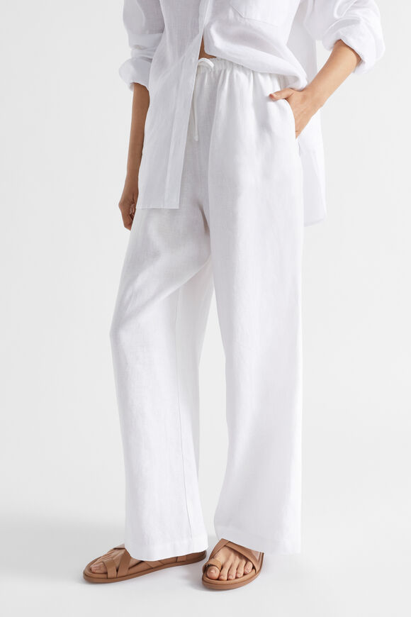 Core Linen Wide Leg Tie Pant  Whisper White  hi-res