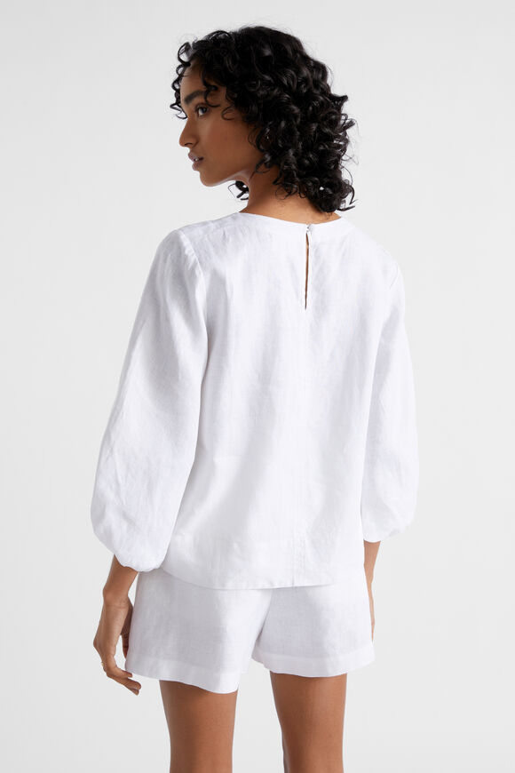 Core Linen Balloon Sleeve Top  Whisper White  hi-res