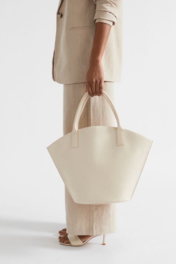 Leather Crescent Tote  Stone  hi-res