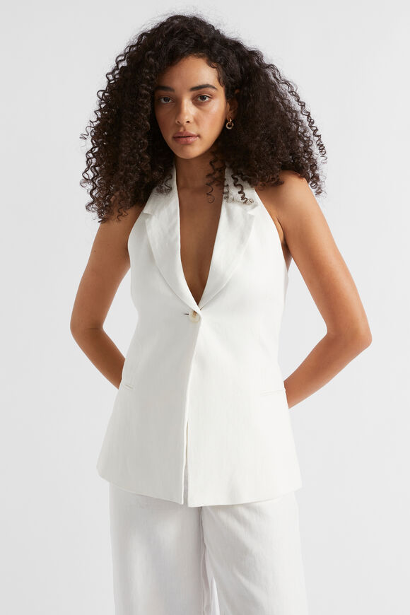 Linen Halter Vest  Cloud Cream  hi-res