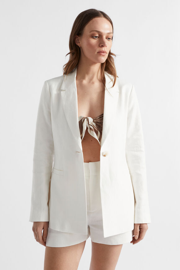 Linen Structured Blazer  Cloud Cream  hi-res