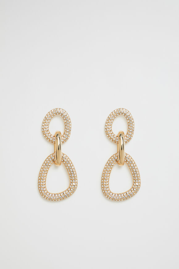 Crystal Link Earring  Gold  hi-res