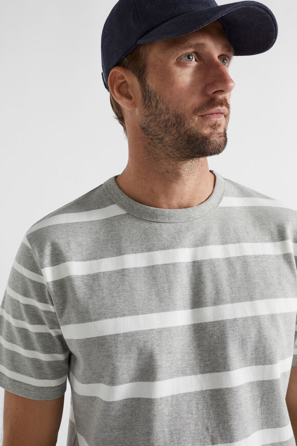 Mixed Stripe Tee  Grey Marle Stripe  hi-res