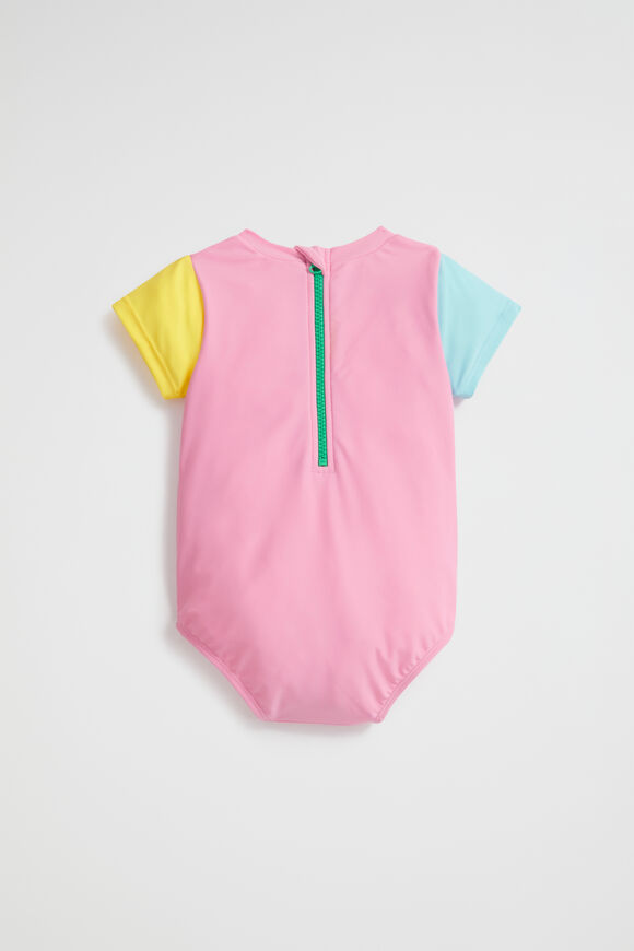 Colourblock Logo Rashsuit  Candy Pink Multi  hi-res