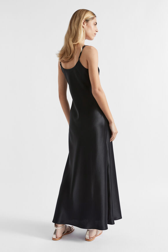 Satin Maxi Slip Dress  Black  hi-res