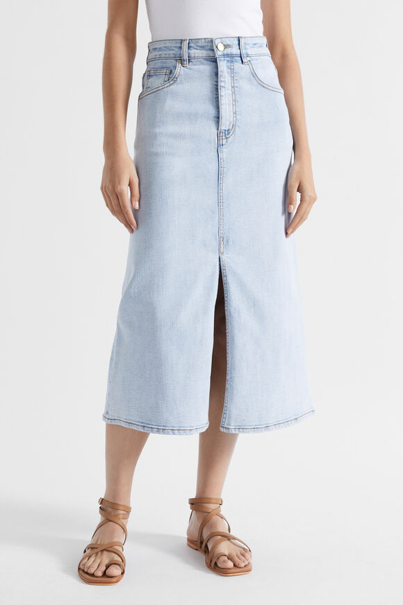 Denim Flared Midi Skirt  Pacific Wash  hi-res