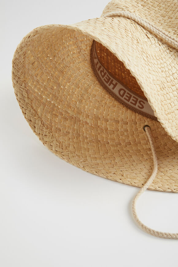 Wide Brim Straw Fedora  Natural  hi-res