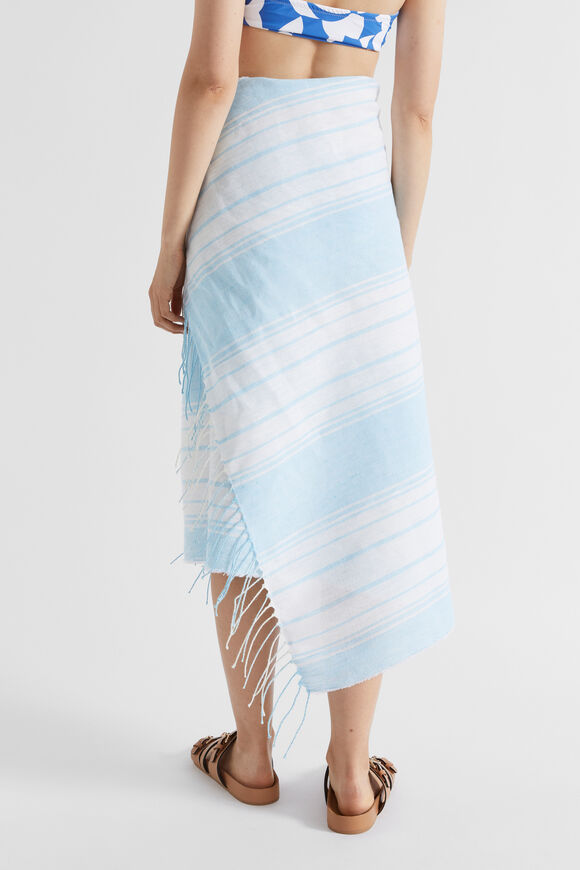 Linen Stripe Wrap  Shimmer Blue  hi-res