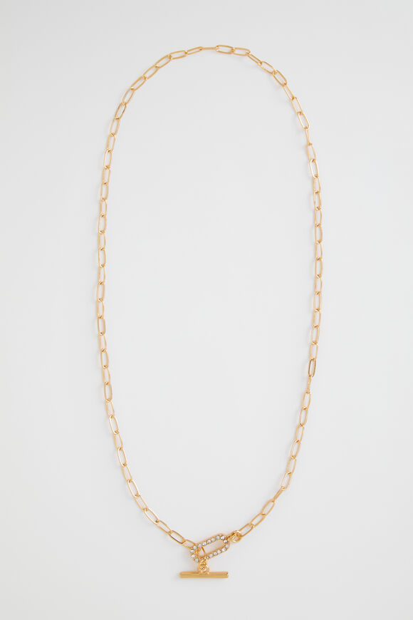 Pave Clasp Necklace  Gold  hi-res