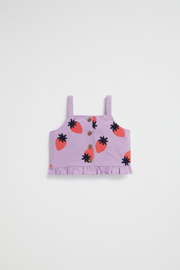 Strawberry Embroidered Top  Lilac  hi-res